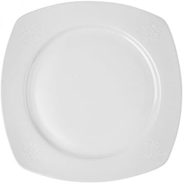 Набір посуду Karaca Deren Creme 60 предметів на 12 персон Набір посуду для обіднього сервізу на 12 персон, порцеляна, квадратна, комбіноване сервірування, білий порцеляновий посуд, супова тарілка з обідньою тарілкою 60 шт.