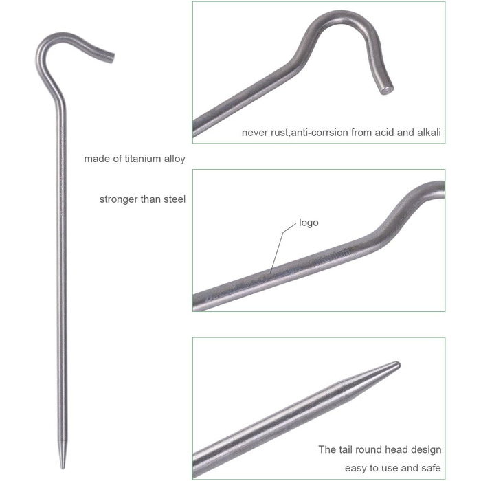 Колышки из титанового сплава Легкие столбы для палаток Кемпинг Палатка Колышки Портативный локоть Травяная палатка Гвоздь Палатка Оборудование для Открытого Сада Кемпинг Путешествия 15 шт./лот Ti4003P (6 шт./лот Ti4004P 20 см (утолщение))