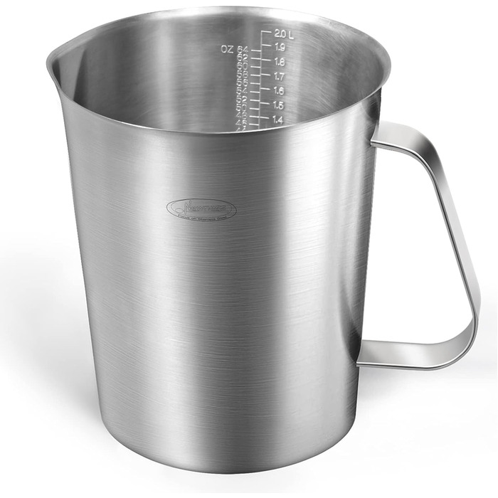 Мірна чашка з нержавіючої сталі, 1000 мл 3 мірні ваги, включаючи чашки, шкала ML, OZ Глечик для молока з маркером з ручкою, мірний глечик для молока (2000 мл (64 унції, 8 чашок))