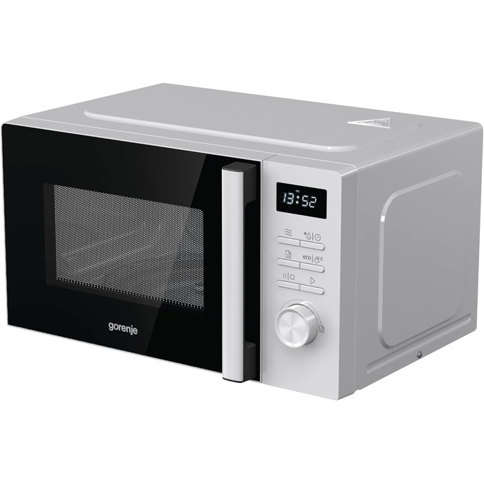 Мікрохвильова піч Gorenje MO20A3WH / 20 л / 800 Вт / AquaClean / AutoMenu / Сенсорне керування / LED дисплей / Функція розморожування / 5 рівнів потужності / Блокування від дітей / Електронна / Біла