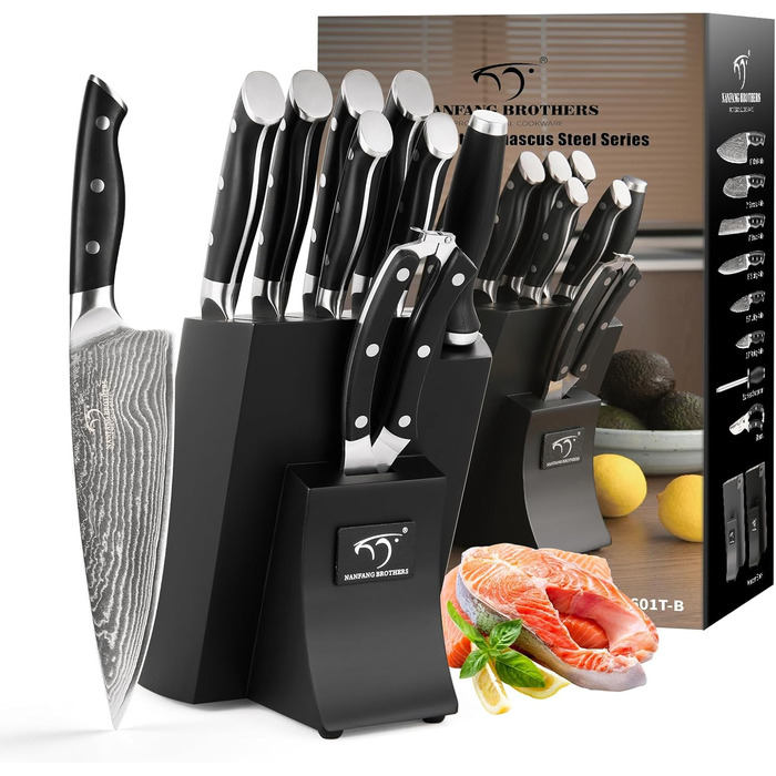 Набор кухонных ножей из дамасской стали 9 предметов NANFANG BROTHERS