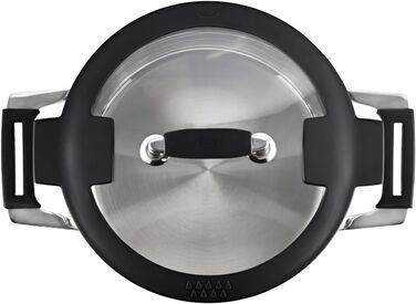 Універсальний набір каструль RSLE SILENCE PRO з 5 предметів 3 каструлі, 1 каструля для тушкування та 1 каструля, нержавіюча сталь 18/10, скляна кришка, внутрішня вага, індукційна, придатна для миття в посудомийній машині (Ø 24 см, каструля)