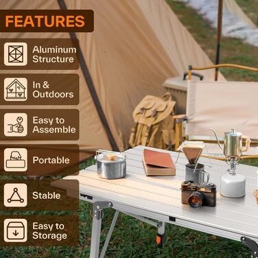 Складной стол для кемпинга и пикников серебряный Sportneer