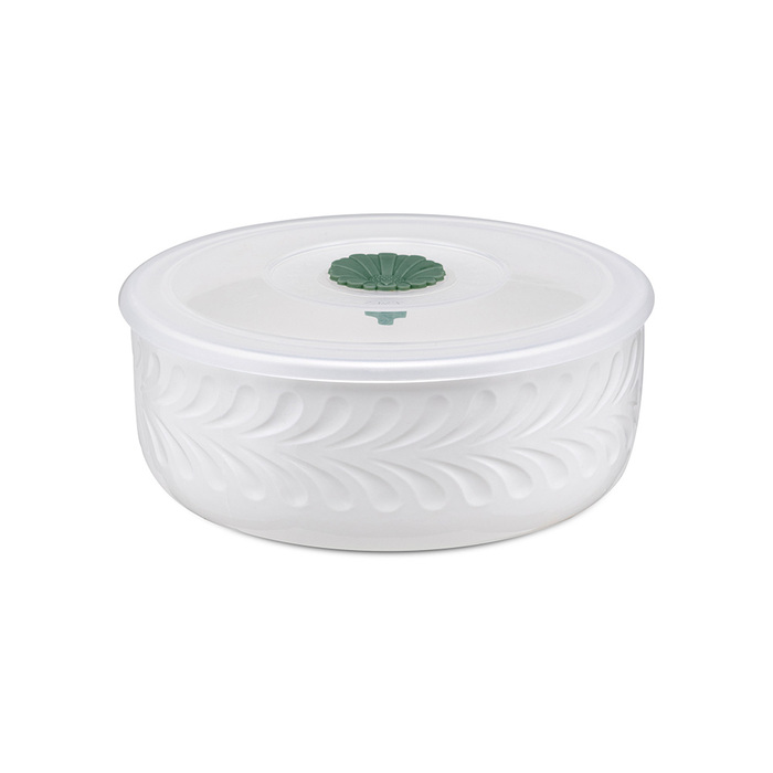 Миска с силиконовой крышкой La Porcellana Bianca INTAVOLA Leaves, фарфор, диам. 15 см