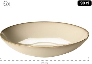 Набір тарілок MSER 931946 Series Ossia на 6 осіб у середземноморському вінтажному стилі, сучасний столовий сервіз із 12 предметів із суповими тарілками та обідніми тарілками, керамограніт (пісочно-сірий)