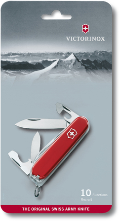 Нож швейцарский 10 функций, 84 мм, красный Victorinox Recruit