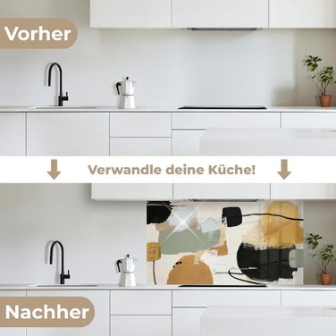 Кухонний фартух 80x300 см Самоклеючий настінний захисний екран для кухні Кухонний фартух Кухонні фасади Кухонні фартухи Кухонна стіна - Абстрактна (Колір - Абстрактна, 80 x 150 см)