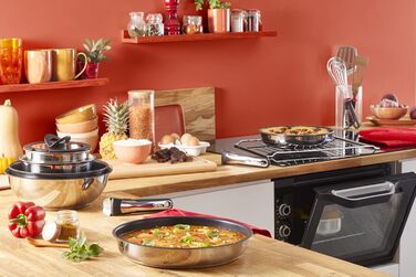 Набір посуду для індукційного приготування Tefal Ingenio Preference On з 15 предметів, зі знімною ручкою, що штабелюється, економить місце, з антипригарним покриттям, простий у використанні та чищенні, L97495 Набір посуду для каструль та сковорідок (Набір