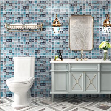 Синие самоклеящиеся пленки для кухни водонепроницаемые 300 х 40 см Yullpaper