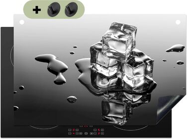 Фартух для плити, кухонний фартух, вініл, 78x52 см, декор для кухні, облицювання стіни, кришка для плити - сіро-чорна (Лід - Вода, 52Д x 80Ш см)