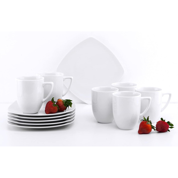 Набор посуды konsimo Combi на 12 персон Набор тарелок CARLINA Modern 36 предметов Столовый сервиз - Сервиз и наборы посуды - Комбинированный сервиз 12 персон - Сервиз для семьи - Посуда Столовая посуда (Комбинированный сервиз 12 шт., белый)
