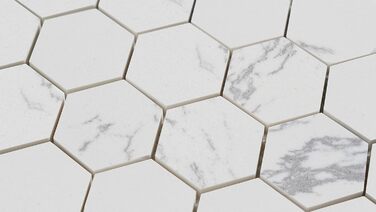 Мармурова мозаїчна плитка для кухонного фартуха, підлоги у ванній кімнаті, колекція шестикутників 5,1 см, шестикутник 5,1 см x 5,1 см, 30,5 см x 30,5 см x 1,6 см, шліфована (коробка з 5 аркушів) (Коробка з 5 аркушів, біла)