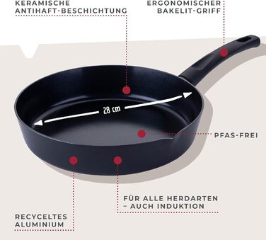 Сковорода 28 см глибока з керамічним покриттям, чорна Highrise Fackelmann