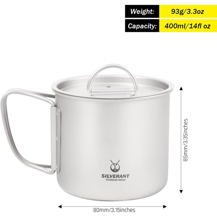 Серебряная титановая чашка 400 мл SILVERANT