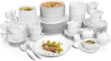 Набір порцелянового посуду на 12 персон, 86 предметів, білий New Port Sänger