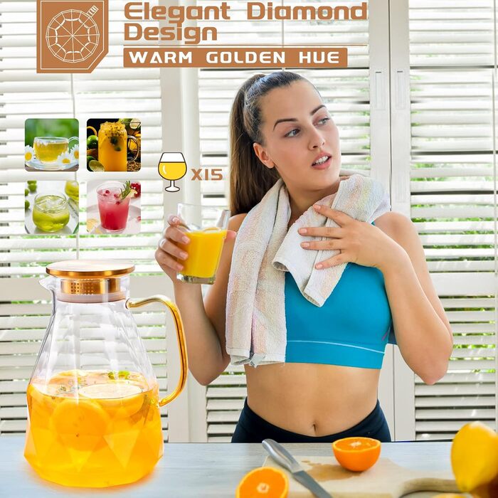 Стеклянный кувшин для воды с крышкой 2,2 л miudeco