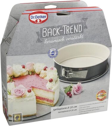 Сковорода Dr. Oetker Springform Ø 28 см BACK-TREND, форма для торта з плоским дном, кругла сталева форма для випічки з армованим керамікою антипригарним покриттям (колір кремовий/антрацитовий), кількість Одинарний