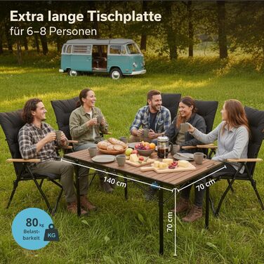 Алюминиевый раскладной стол 140 x 70 x 70 см Skandika