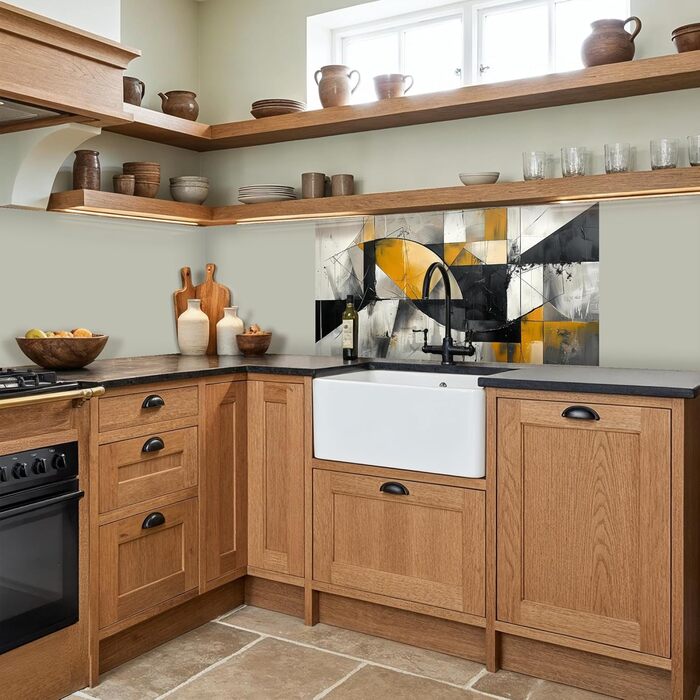 Кухонний фартух 80x300 см Самоклеючий захисний щиток для кухонної стіни Кухонний фартух Кухонні фасади Кухонні фартухи Кухонна стіна - Абстрактна (Сіра - Сучасна, 80 x 150 см)