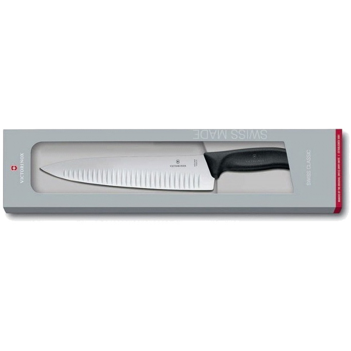 Кухонный нож Victorinox SwissClassic Carving blade 25см рифленый. из черного. с ручкой в подарочной упаковке.