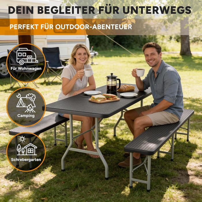 Складной набор со столом и 2 скамейками для кемпинга Rosentahl Skyfold
