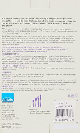 Набір столових приборів на 6 персон, 24 предмети, Kings Vintage Amefa