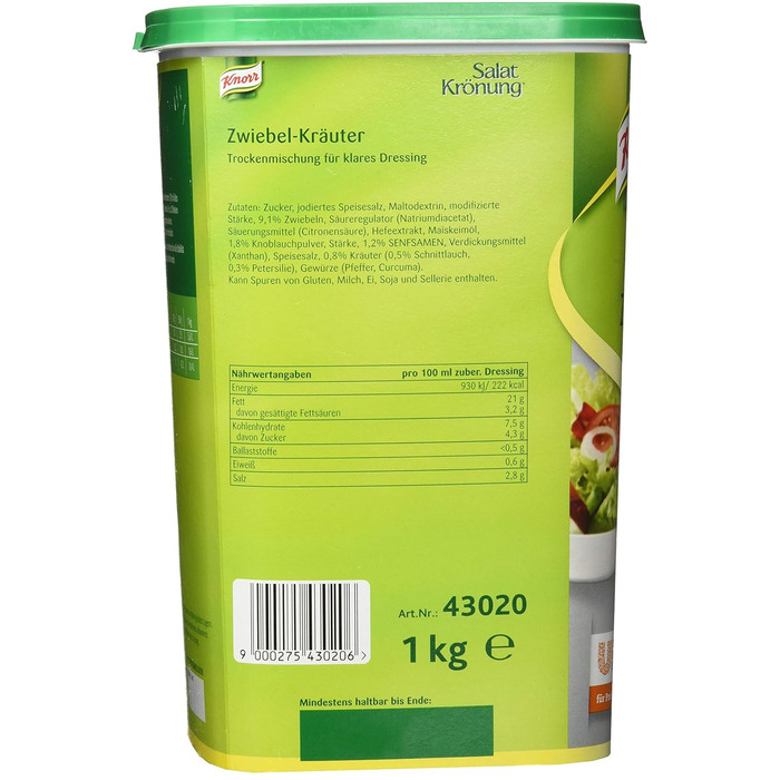 Заправка для салату Knorr Art (Легко готується, універсальна заправка для салату) 1 упаковка (1 x 1 кг) (Цибуля, 1 кг (1 упаковка))