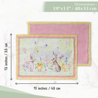 Бавовняні килимки для серветок, набір з 4 шт. , декоративні килимки для серветок, пасхальні килимки, що миються, для свят, вечерь, весни, літа (33 см x 48 см) (жовті), 39Hermine 100