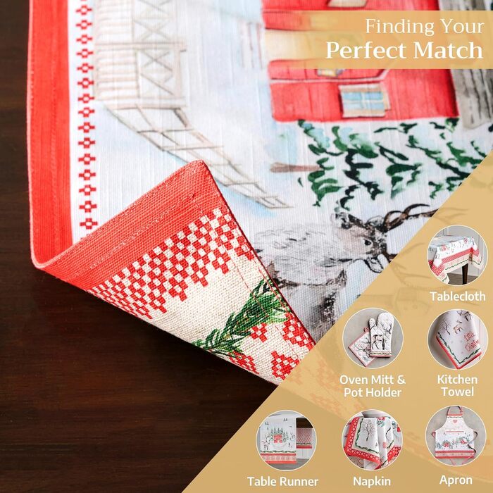 Бавовняні килимки для серветок, набір з 4 шт. , декоративні килимки для серветок, пасхальні килимки, що миються, для свят, вечерь, весни, літа (33 см x 48 см) (18 - Сільське Різдво), 39Hermine 100