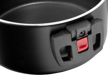 Набір посуду BALLARINI Click Cook із 3 предметів (16 см 20 см 24 см), включаючи 3 скляні кришки, антипригарне покриття, зі складними пластиковими ручками, чорний