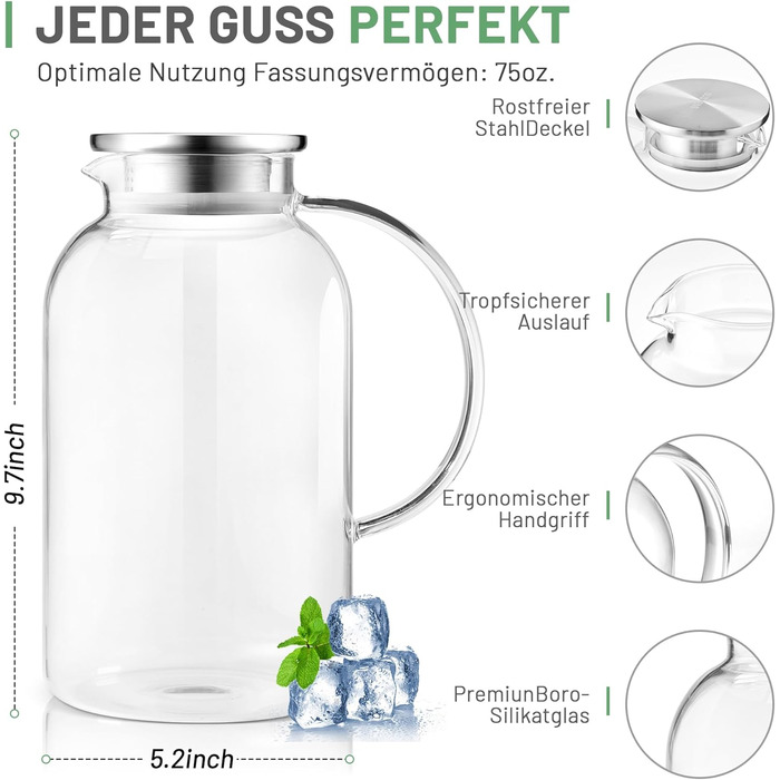 Стеклянный кувшин 2,5л SUSTEAS