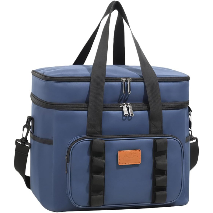 Водонепроникна термосумка для пікніка для кемпінгу, походів на пляж, регульований ремінь, містке відділення-холодильник, конструкція для зберігання, ізольовані продукти для використання на свіжому повітрі (синя)