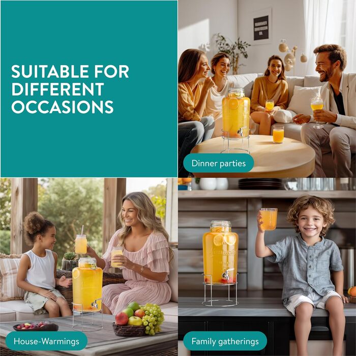 Диспенсер для напитков с металлической подставкой 8 л Navaris