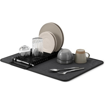 Підставка-сушарка для посуду з килимком 61 х 46 см чорна Udry Umbra