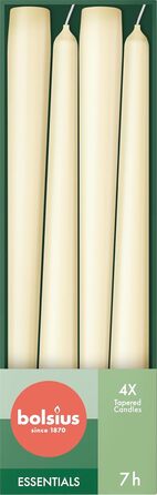 Свічки Bolsius Smooth Taper - Зелені - Набір з 4 шт. у коробці - Декоративні побутові свічки - Час горіння 7 годин - Без запаху - Натуральний рослинний віск - Без пальмової олії - 24,5 см Зелені 4 шт. и (Слонова кістка, 32 шт. и)