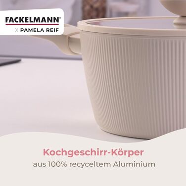 Кастрюля 24 см с ребристым дизайном со стеклянной крышкой, пастельно-бежевый Pamela Reif Fackelmann