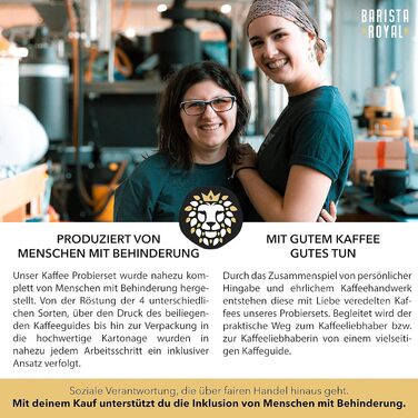 Подарунковий набір кави з гідом Для чоловіків та жінок Обсмажено з любов&39ю людьми з інвалідністю 4 кавових зерна по 250 г Ідеально підходить для повністю автоматичних та фільтрованих кавомашин (мелена кава)