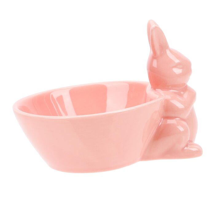 Керамическая миска с кроликом розовый HOLIDYOYO