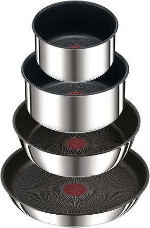 Набір посуду для індукційного приготування Tefal Ingenio Preference On з 15 предметів, зі знімною ручкою, що штабелюється, економить місце, з антипригарним покриттям, простий у використанні та чищенні, L97495 Набір посуду для каструль та сковорідок (Набір