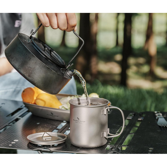 Титановая кружка с крышкой для кемпинга 450 мл Boundless Voyage