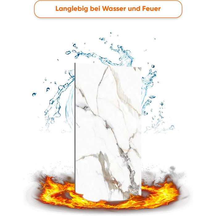 Стінові панелі IZODEKOR під мармур 60x120 см Фартух для кухні ПВХ-облицювання стін для кухні, ванної кімнати Бризкозахисний екран для кухні Водонепроникний та термостійкий (4 панелі, Едемський сад)