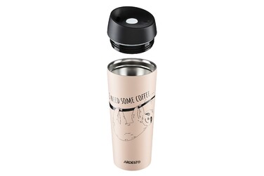 ARDESTO Thermal Mug Coffee time Bradypus 450 мл, нержавеющая сталь, бежевый