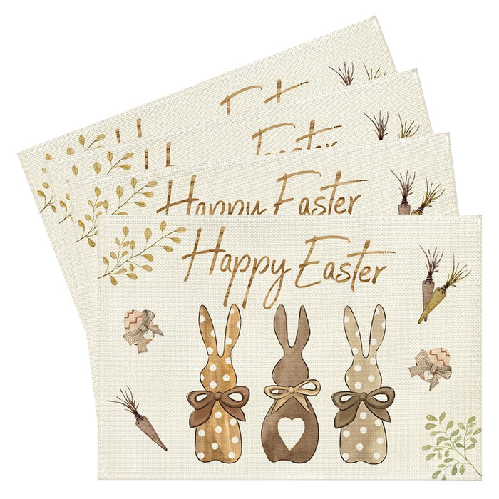 Набор из 4 пасхальных ковриков с милым кроликом 30 х 45 см YEAMLTE