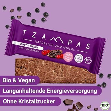 Енергетичні батончики зі смаком какао та смородини 16 x 40 г, Cocoa Berry TZAMPAS