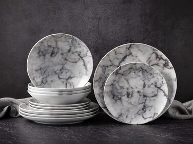 Набір тарілок на 4 персони, 12 предметів, Home Marble Creatable