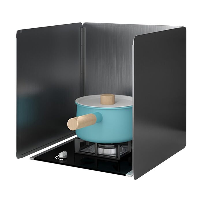 Сторонній складаний кухонний бризкозахисний екран, 4-сторонній складаний настінний бризкозахисний екран, екран від бризок з антипригарним покриттям, нержавіюча сталь, для приготування їжі та смаження на плиті, плита для варки на плиті (50x50x50 см, срібля