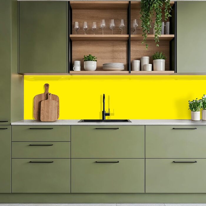 Кухонний фартух 60x250 см, самоклеючий фартух, кухонний фартух, кухонний фасад, самоклеючі кухонні фартухи - Осінь (Жовтий - Однотонний, 60 x 400 см)