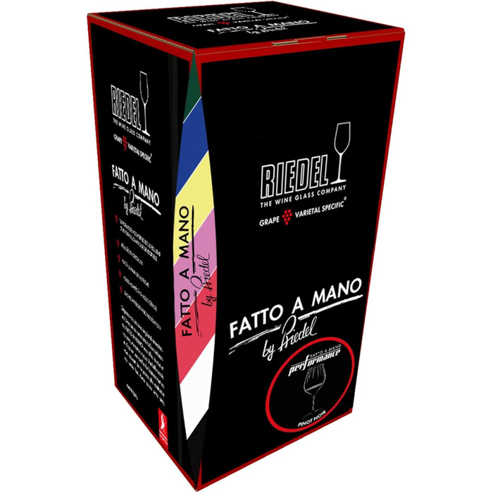Келих для червоного вина Піно Нуар 830 мл, чорна основа Performance Fatto a Mano Riedel