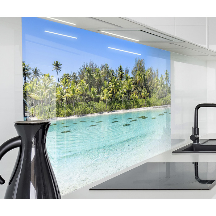 Кухонний фартух timalo зі скляним виглядом Північне море, очерет, захід сонця, океан, солома 2 мм акрилове скло Бризокості для плити, кухонний скляний фартух, акрилова скляна настінна панель, захисна панель для фартуха (220 x 58 см, 301- Морський)