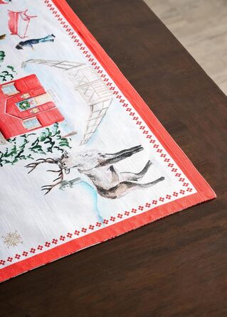 Бавовняні килимки для серветок, набір з 4 шт. , декоративні килимки для серветок, пасхальні килимки, що миються, для свят, вечерь, весни, літа (33 см x 48 см) (18 - Сільське Різдво), 39Hermine 100